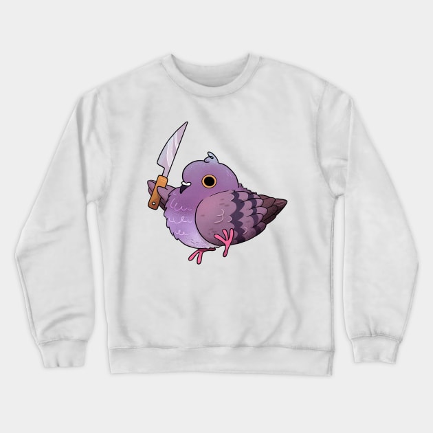 Angy Pigeon with a Knife Crewneck Sweatshirt by heyouwitheface